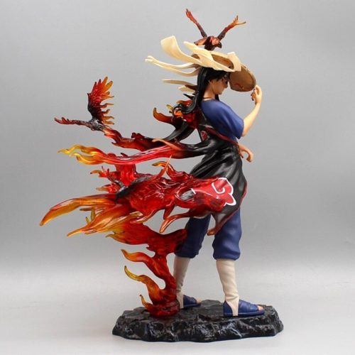 Mô hình Naruto Itachi Akatsuki quạ tay cầm nón cao 29cm nặng 820g